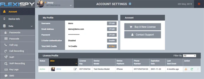 flexispy dashboard