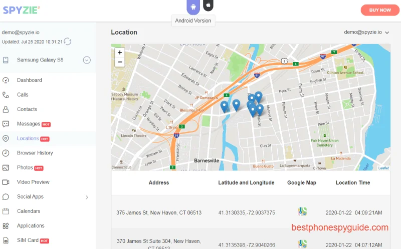 Tracking location